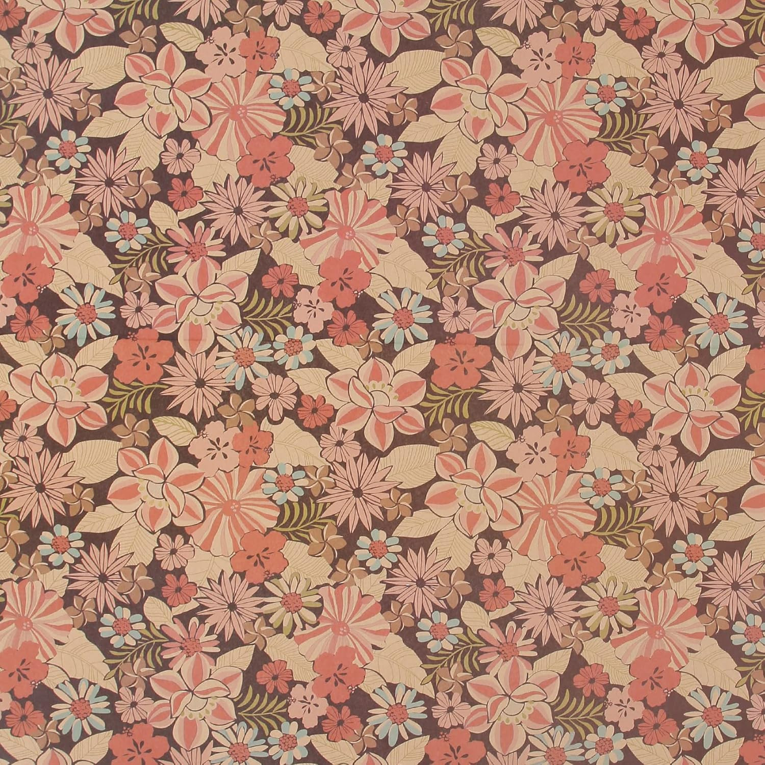 Kraft Floral Wrapping Paper Jumbo Roll, All Occasion Flower Gift Wrap Paper for 