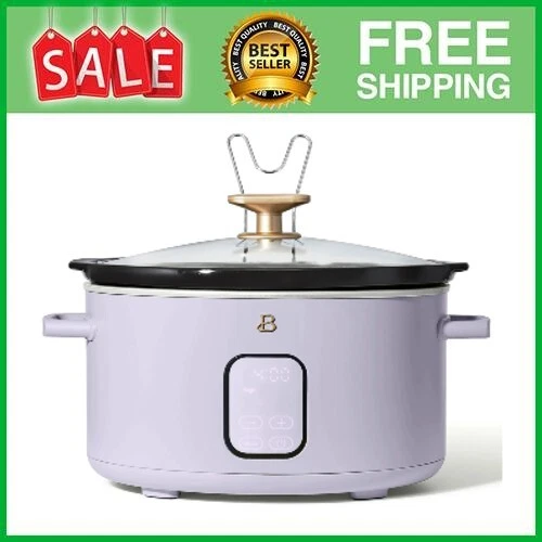 Beautiful 6 Qt Programmable Slow Cooker 5 Functions, Lavender by Drew Barrymore