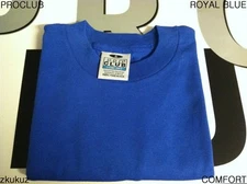 1 NEW PROCLUB COMFORT PLAIN T-SHIRT BLANK ROYAL BLUE TEE PRO CLUB S-3XL 1PC