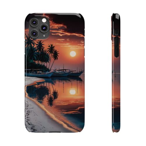 Für iPhone 16 Pro Max, 15, 14, 13-11 Slim Handyhülle Tropical Sunset Strand Cover - Bild 79 von 83