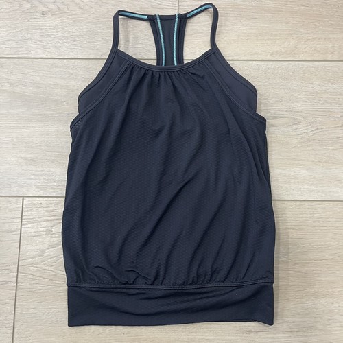 Canotta Ivivva by Lululemon taglia 7 ragazza reggiseno sportivo integrato nero racerback #A