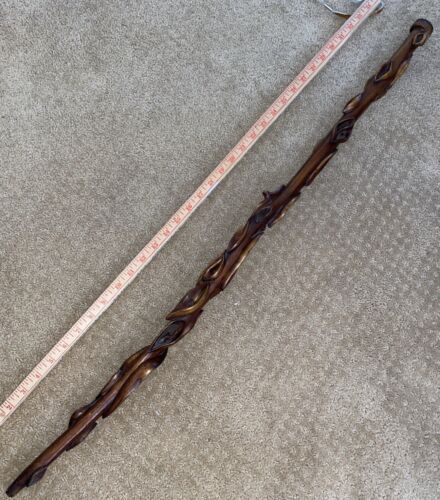 Antique DIAMOND WILLOW WOOD Walking Cane Stick 1856 Bank Upper Panda Handle Coin - Picture 6 of 24