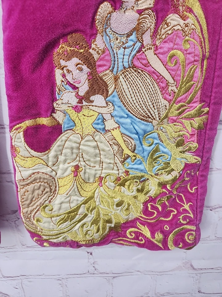 Pantalones acampanados de terciopelo rosa princesa Disney Store bordados niñas talla 8 Foto 2 de 4