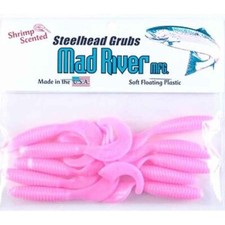 Mad River Steelhead Grub 2.5 in Shrimp Pink Shrimp Oil Soft Bait 10 Pack