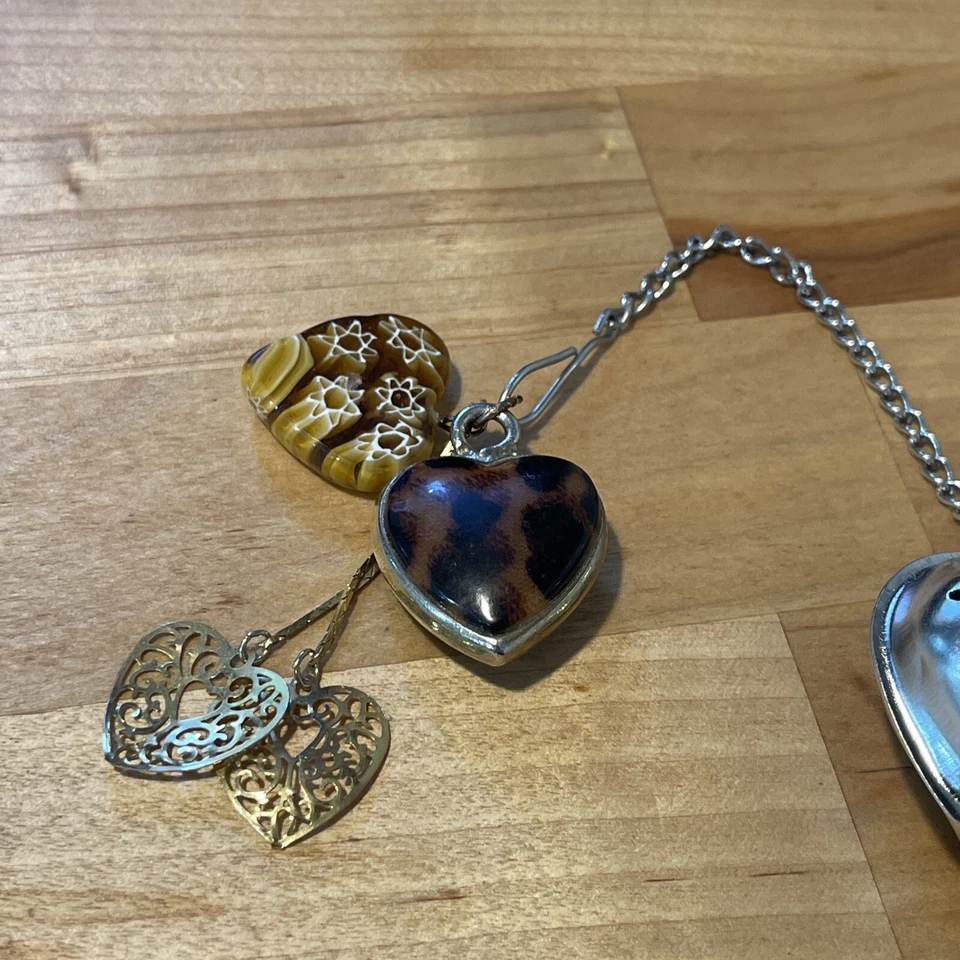 "Infusor de té para elefante de té de hierbas con dijes de corazón cadena de 4"" pulgadas nuevo personalizado" Foto 2 de 4