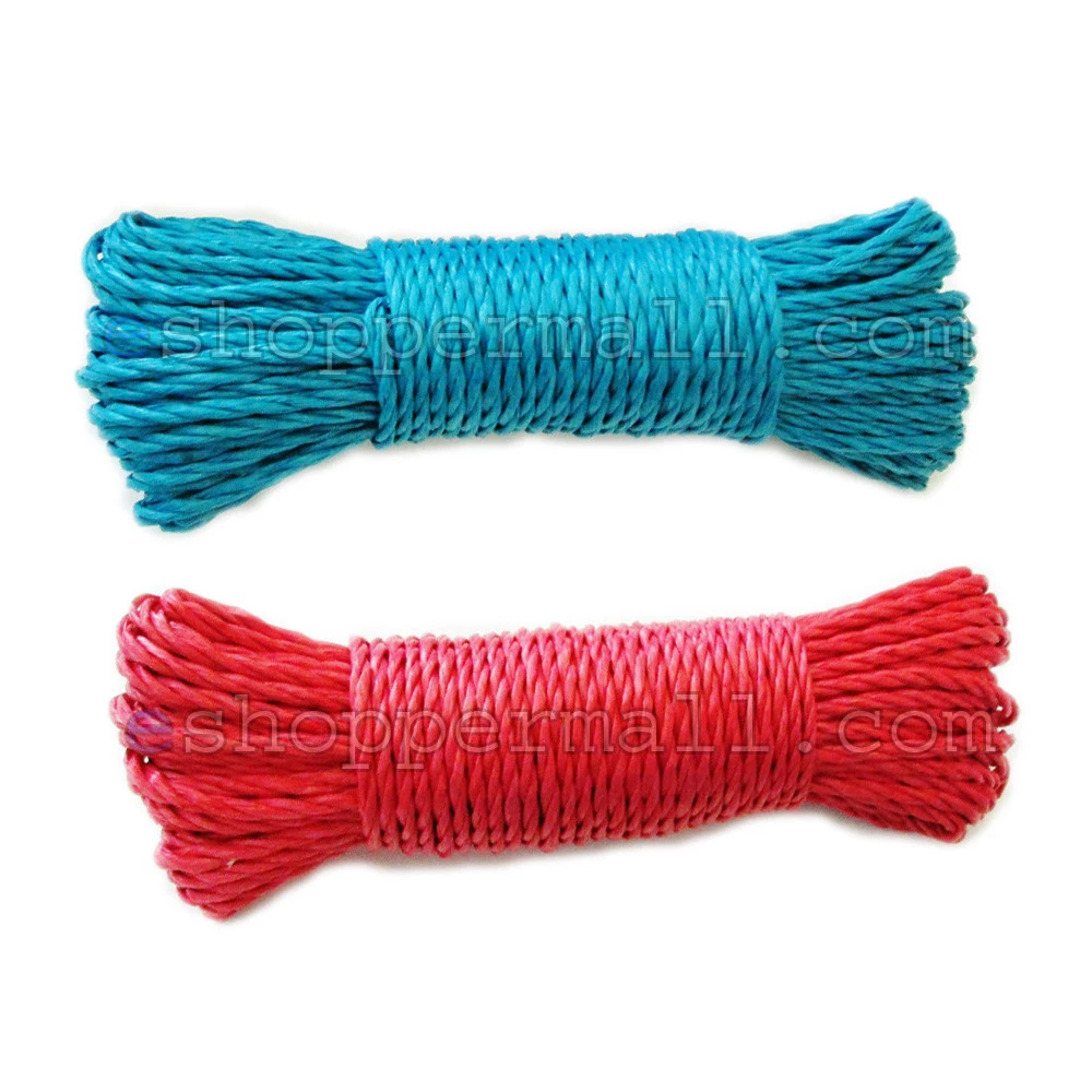 100FT RED or BLUE Plastic Laundry Clothesline Clothes Line Rope String  Braided