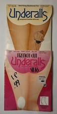 2 Pairs Vintage Underalls Pantyhose - Brief Panty Taupe French Cut White 1980s