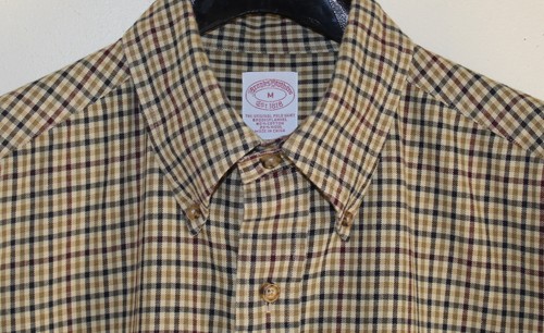 Chemise Brooks Brothers Coton à Carreaux Vichy - Taille M, Manches Longues, état Très Bon