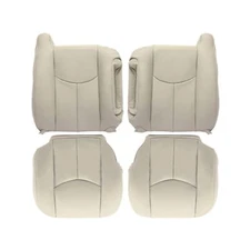 Driver & Passenger Bottom & Top Lean Back Replacement Leather Seat Cover Tan#...