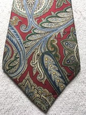 CROSS AND WINDSOR MENS TIE RED WITH COLORFUL PAISLEY 3.5 X 59