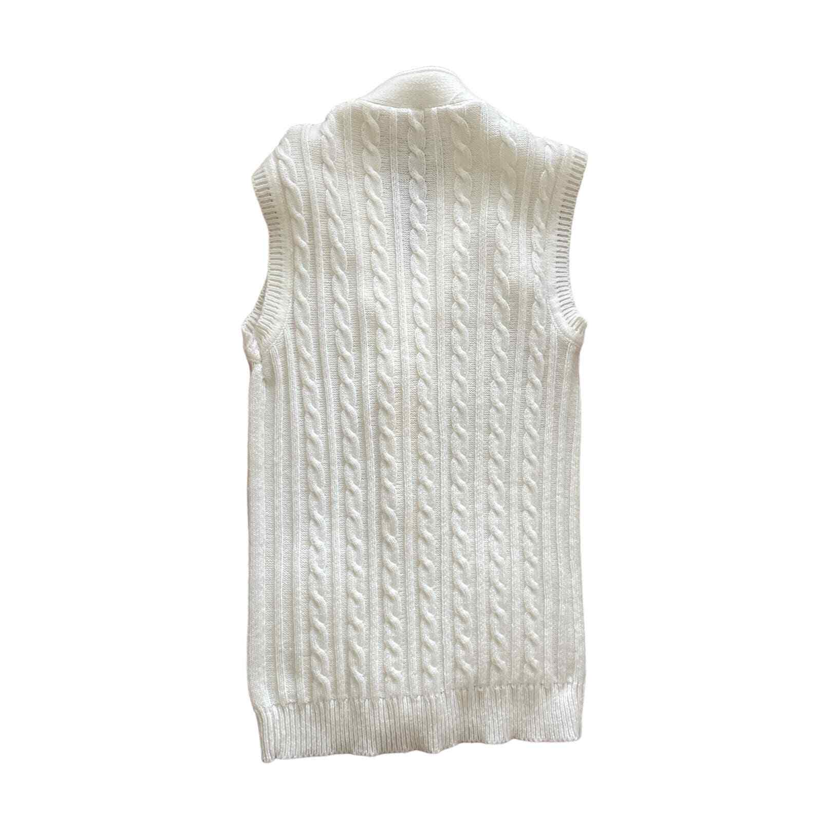 1970s Vintage Kmart Cream Chunky Cable Knit Sleeveles… Gem