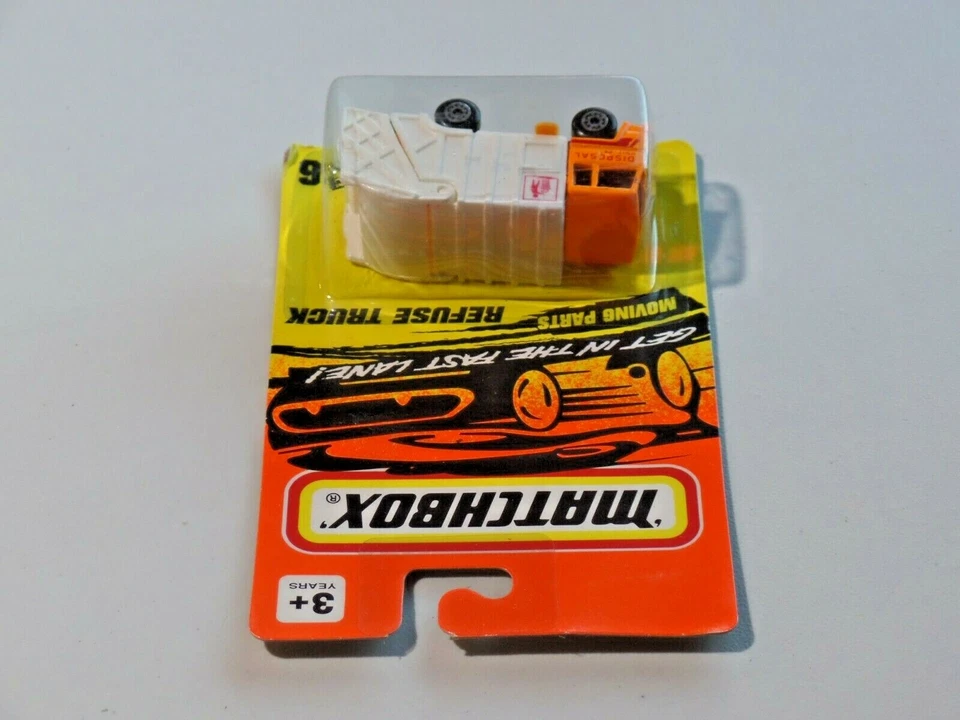 Camión de rechazo Matchbox #36 nuevo en paquete 1993 naranja con volquete blanco 258 Foto 4 de 4