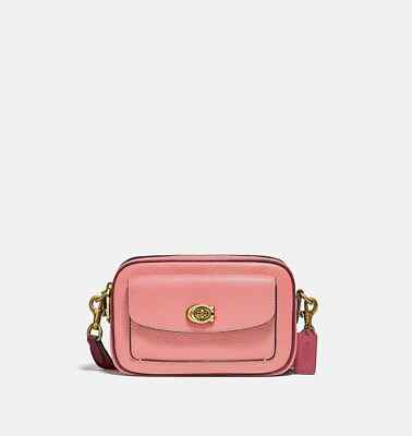 Coach Willow Camera Bag In Colorblock Brass/Candy Pink Multi