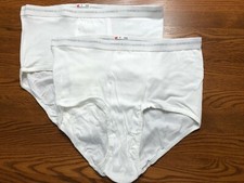 HANES men's 44 white cotton full-cut brief classic underwear 2 VTG 90s OOP NEW
