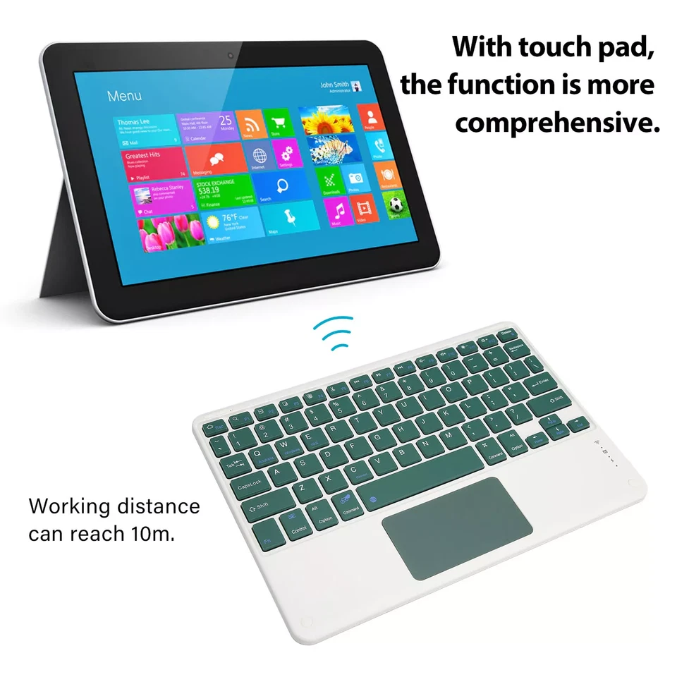 Ultra Slim Wireless Bluetooth Keyboard & Mouse For PC MAC iPad Android Tablet UK - Image 3 of 4