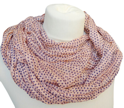Damen Loop Schal Rundschal Knitterschal Punkte gepunktet rosa schwarz 1169 pc