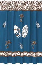 SURF BLUE SURFBOARD TROPICAL KIDS BATH FABRIC SHOWER CURTAIN SWEET JOJO DESIGNS