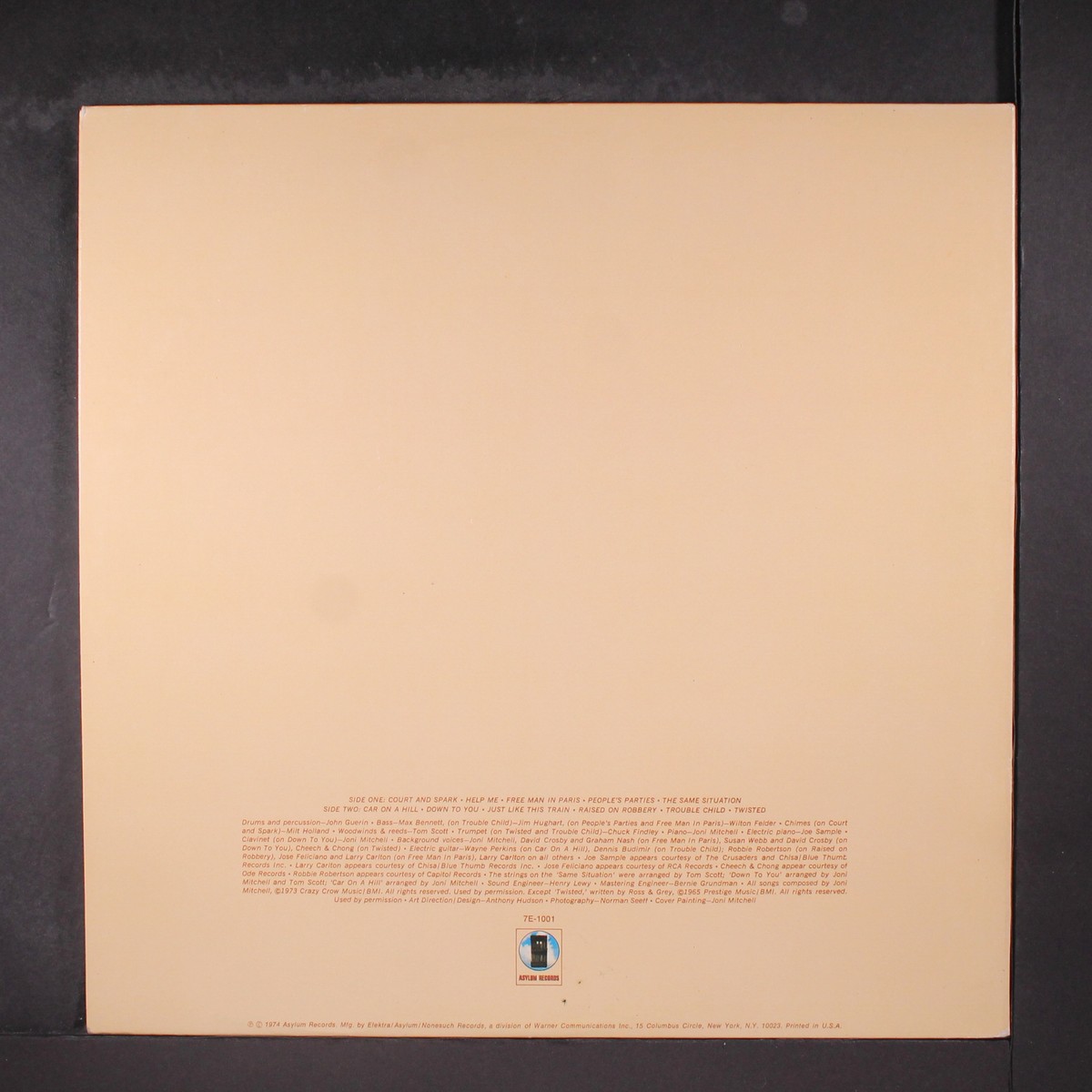 JONI MITCHELL: court and spark ASYLUM 12