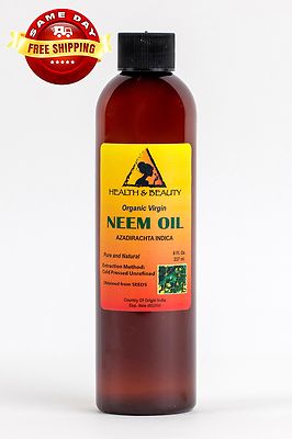 NEEM OIL ORGANIC UNREFINED CONCENTRATE VIRGIN COLD PRESSED RAW PURE 8 OZ