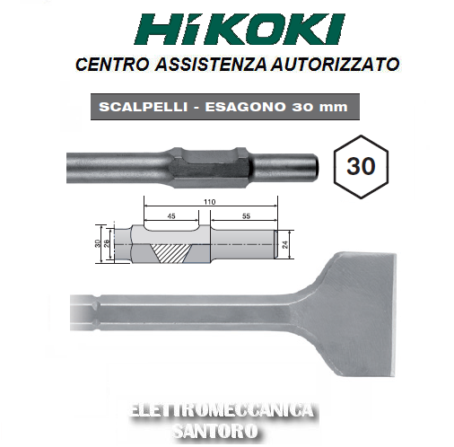 SCALPELLO A SPATOLA 70 x 400 CON ATTACCO ESAGONO 30 HIKOKI HITACHI PER MARTELLO