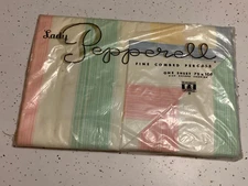 Vintage MCM Lady Pepperell Striped Flat Sheet 72x108 Fine Combed Percale NEW