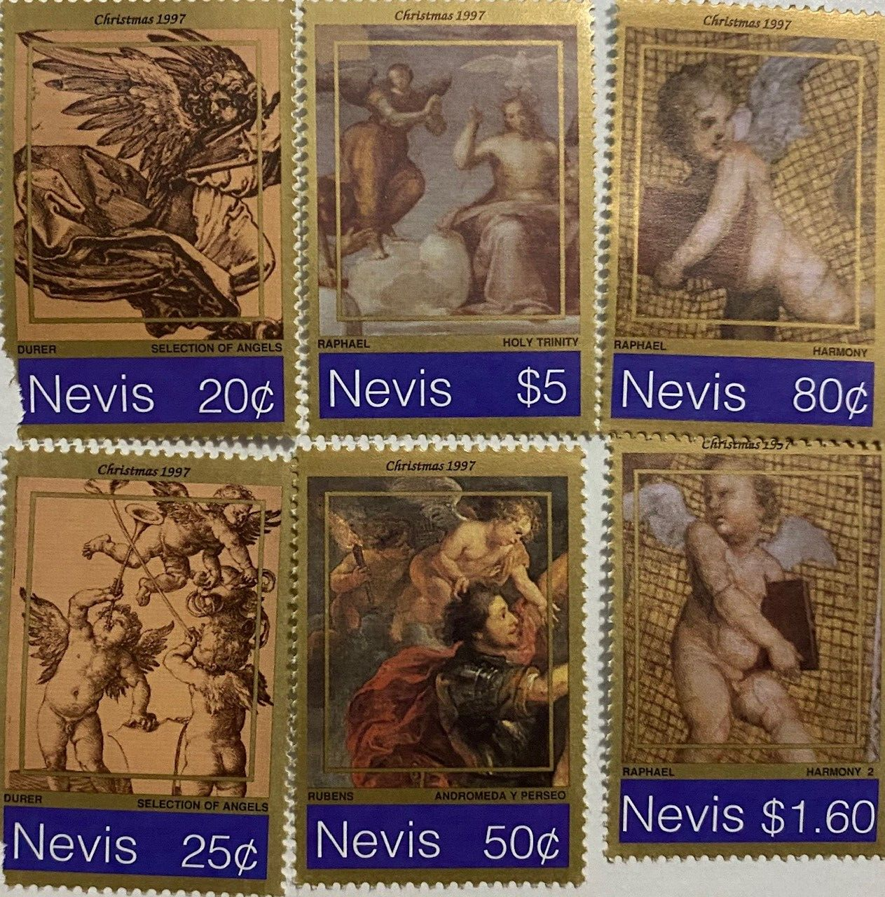 Nevis 1997 - Christmas Art - Set of 6 Stamps - Scott #1040-5 - MNH | eBay