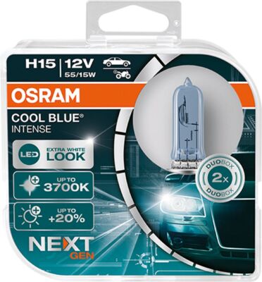2x Osram H15 Cool Blue Intense 64176CBN Next GEN 12V 15/55W Xenon Look 3700K
