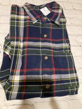 J Crew AQ245 NWT Size Medium Navy/Green Plaid Slim Fit Classic Flannel Shirt