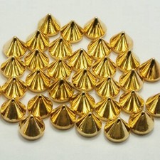 200 Gold Tone Metallic Rock Punk Acrylic Spike Rivet Taper Stud 8X8mm No Hole