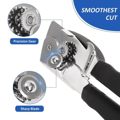 Heavy Duty Can Opener Smooth Edge Manual Stainless Steel with Ergonomic Handles - Picture 4 of 15