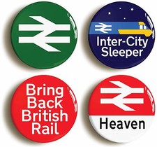 4 x BRITISH RAIL RAILWAYS ENTHUSIAST BADGES BUTTONS PINS (1inch/25mm diameter)