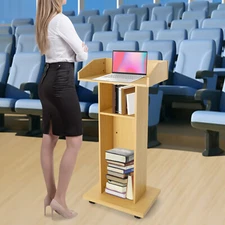 Mobile Conference Presentation Stand, Portable Classroom Standing Desk Podiums