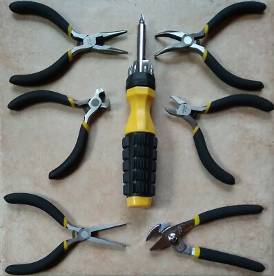 GREAT GIFT! FAST SHIP! Stanley 6 piece plier/cutter lot + multitool screwdriver.