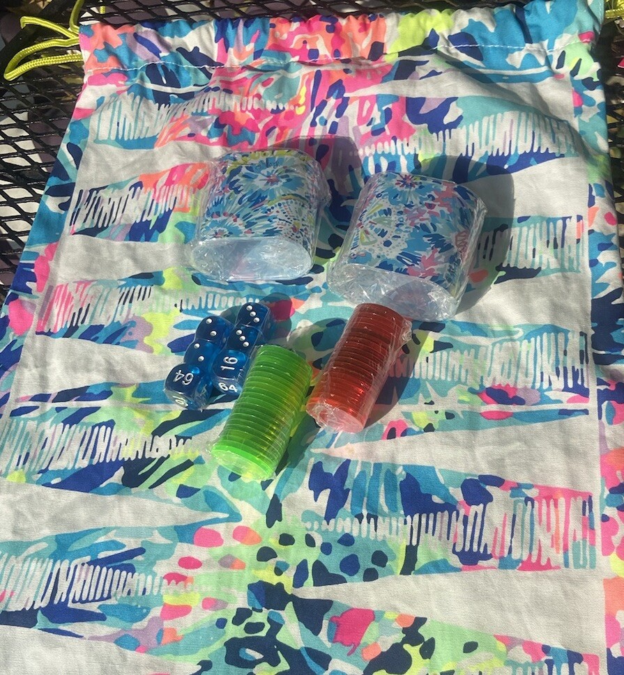 Lilly Pulitzer Drawstring Beach Bag Game With Checkers Dice  display picture 3