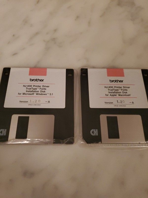 BROTHER HJ-400 Printer Drive Installation 3.5 Disks Microsoft & Apple Ver 1.20 A