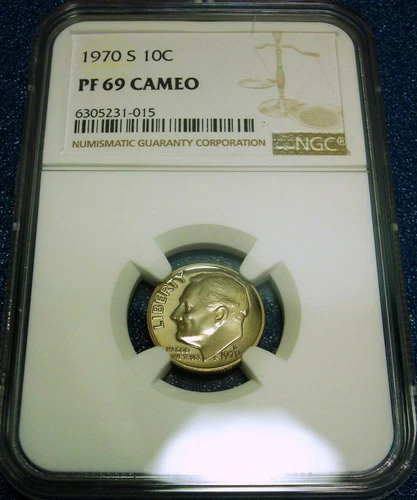 1970-S NGC PF69 CAMEO 10C ROOSEVELT DIME #015