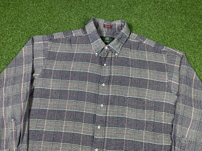 Orvis Karohemd Hahnentritt Vintage gebürstete Baumwolle Fliegenfischen Made in USA XL