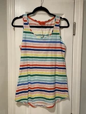 NWT Joules Size 6 Colorful Rainbow Stripe Cotton Scoop Neck Bunny Tank Top