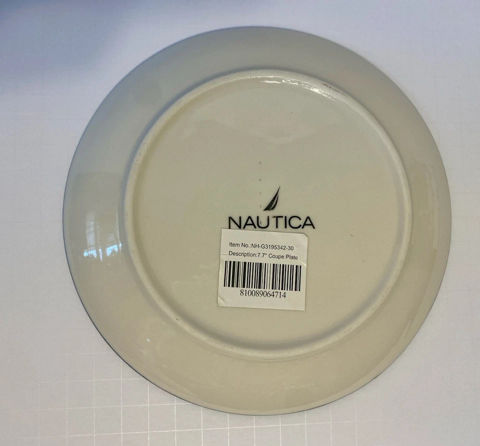 6- NUEVO JUEGO DE 6 PLATOS NÁUTICOS “Coupe” de gres NAUTICA 8 pulgadas Foto 2 de 2