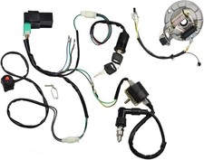 Kick Start Dirt Pit Bike Wire 50cc-125cc Wiring Harness Kit with 2-Coil Stator