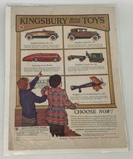 Antique Original 1920s Kingsbury Motor Driven Toys Advertisements Cars Trucks