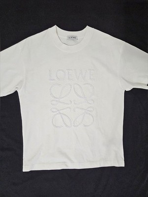 Loewe Embroidered Anagram Logo T-Shirt White Size M Luxury Designer Oversized