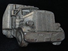 RC09169 VINTAGE 1970s CUT-OUT  18-WHEEL SEMI-TRUCK  BRASSTONE BELT BUCKLE