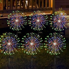 6PK 120LED Solar Fairy Lights Outdoor Firework Starburst Lamp Yard Garden Decor