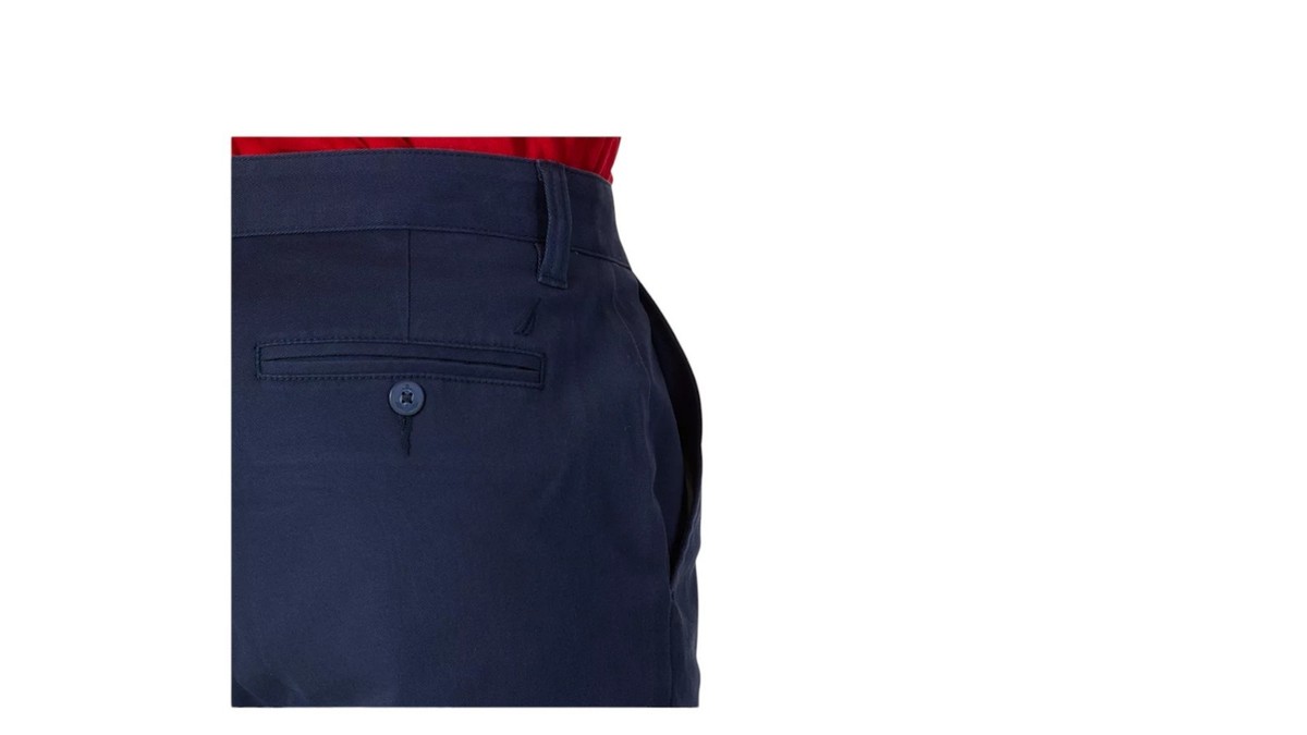 Nautica Men's Classic-Fit Stretch Solid Flat-Front Chino Deck Pants View 3