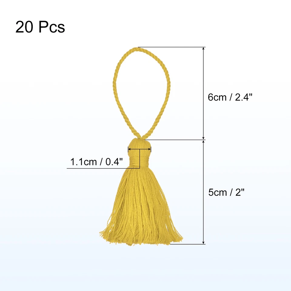 20 peças borlas marcador 4,3" laço suspenso borlas pequenas amarelo claro - Imagem 2 de 4
