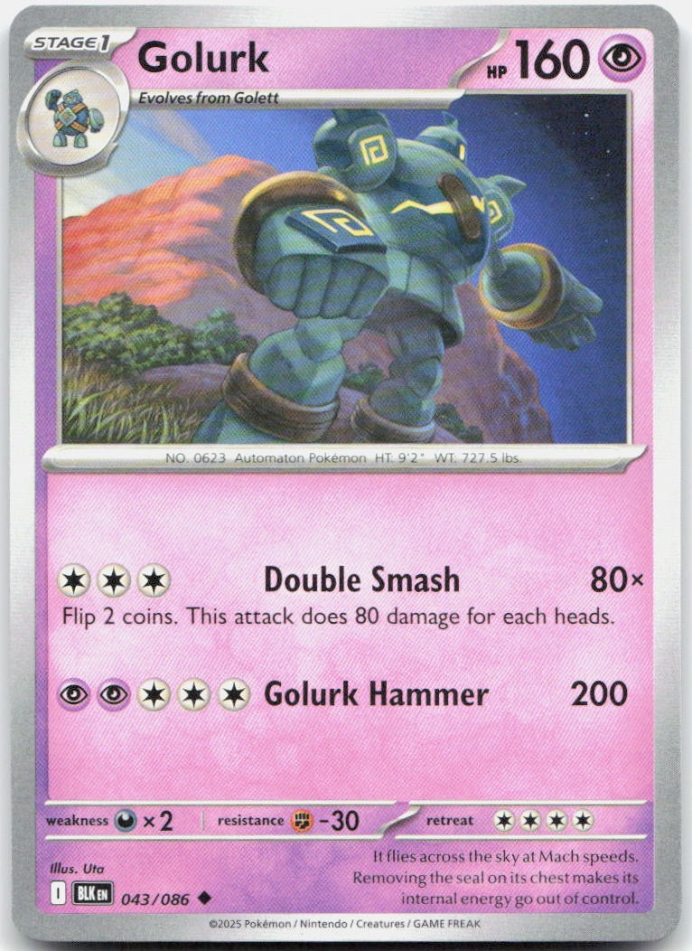 Golurk 043/086 43 SV Black Bolt U NM English Pokémon