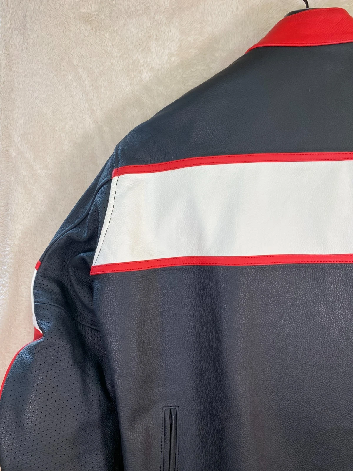 AGV Sport Pilot Vented Leather Motorcycle Jacket Size 46 Black Red Armored NWT image 16