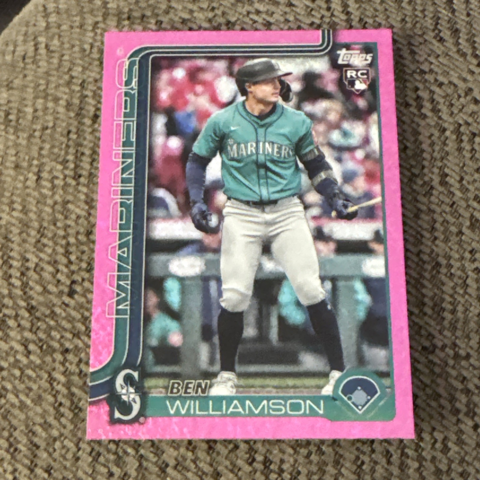 2025 Topps Update Pink Holo Foil Ben Williamson US130 Seattle Mariners RC 3M
