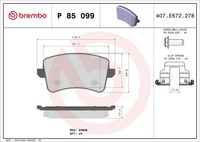 Brembo Bremsbelagsatz, Scheibenbremse P 85 099 FüR Audi